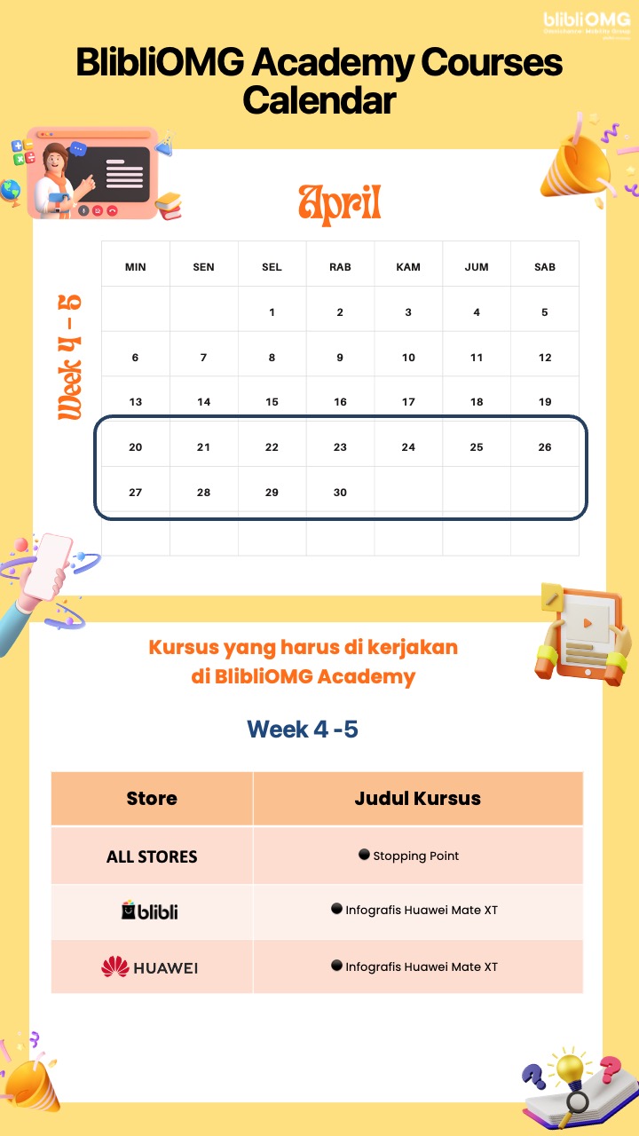 April Courses Calendar