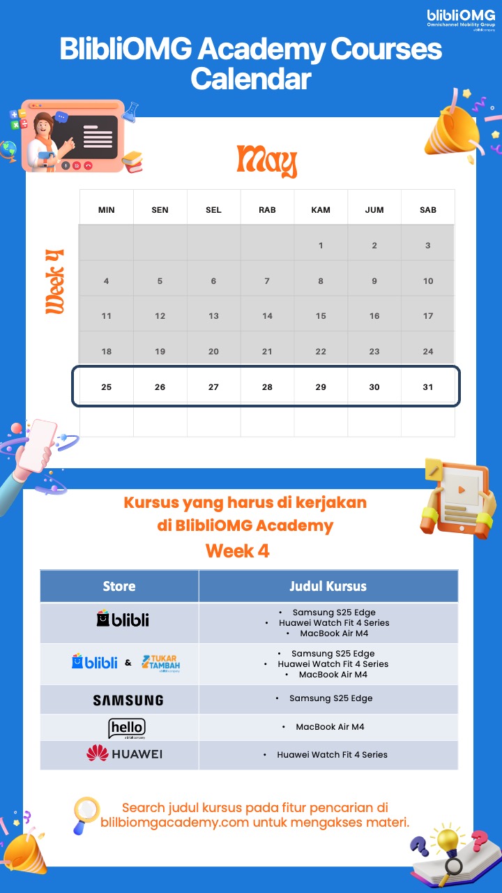 Course Calendar Mei W4