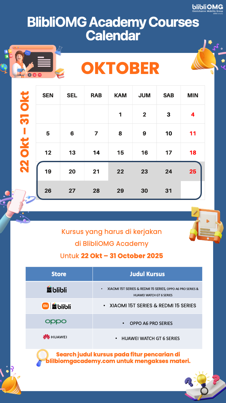 Halo BlibliOMG Team!    Yuk upgrade kemampuan kamu dengan belajar di blibliOMG Academy! Ini adalah kursus yang harus kamu seles